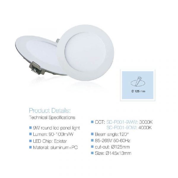Downlight svjetiljka LED 9WW okrugla