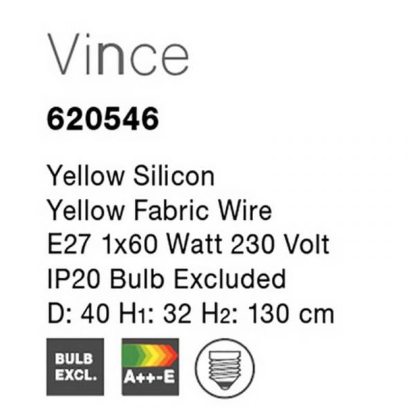 Viseća svjetiljka VINCE E27 1x60W 230V žuta - Slika 3