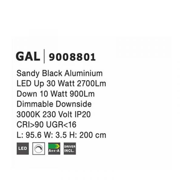 Podna svjetiljka GAL LED gore 30W dolje 10W crna - Slika 3