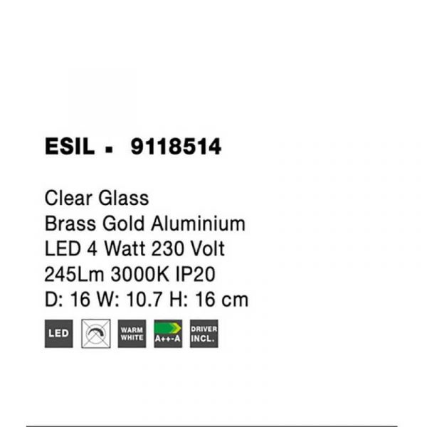 Zidna svjetiljka ESIL LED 4W 230V 3000K zlatna - Slika 3