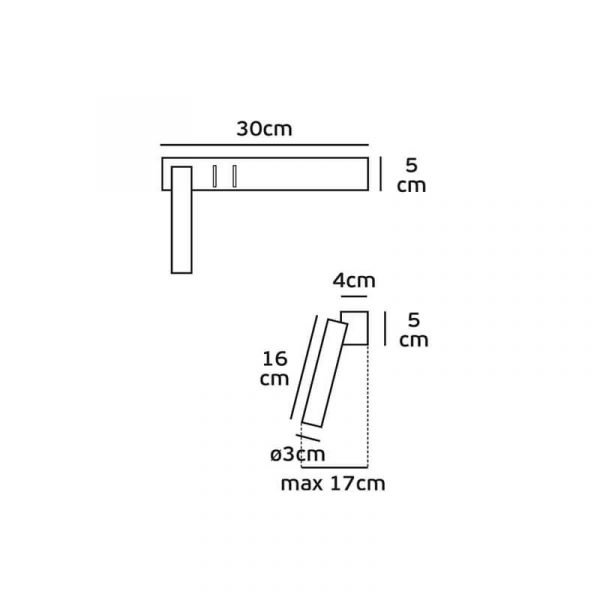 Zidna svjetiljka LED 1x3W+1x6W 30CM crna - Slika 2