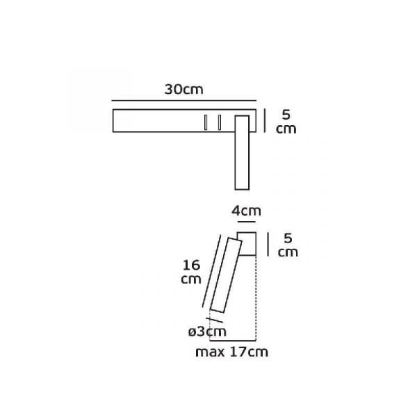 Zidna svjetiljka LED 1x3W+1x6W 30CM crna - Slika 2