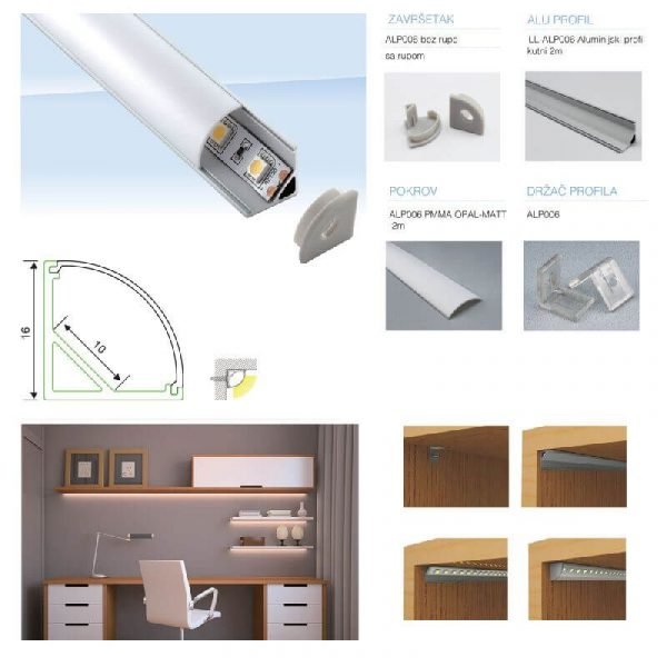 Pokrov za LED traku 2M opal matt
