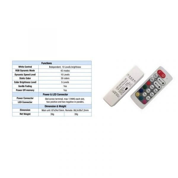 LED daljinski kontroler RGBW RF N40-S 3X3,5+6A - Slika 2