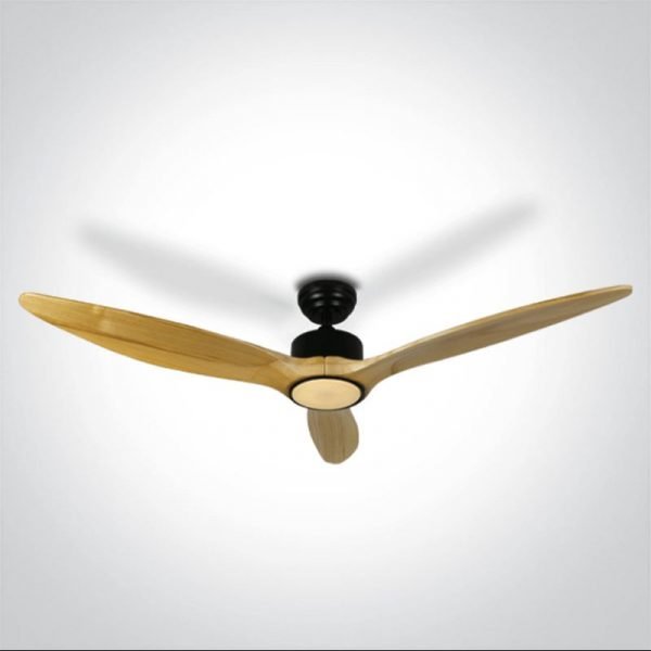 ONE LIGHT VENTILATOR LIGHT WOOD BLACK ROD FAN 25W